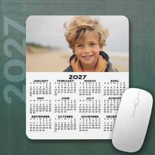 2027 Calendar with Photo - Year View Vertical Mouse Pad