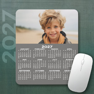 2027 Calendar with Photo - Year View Vertical Mouse Pad