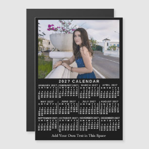 2027 Calendar Year Classic Black Custom Photo Magnetic Invitation