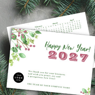 2027 calendar your logo business New Year holiday Card