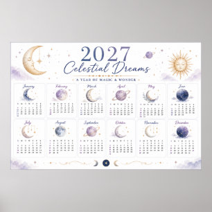 2027 Celestial Dreams Wall Calendar Poster