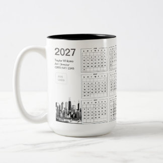 2027 Chicago Skyline Business Logo Minimalist Two-Tone Coffee Mug