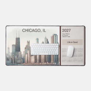2027 Chicago Skyline Calendar Decor Desk Mat