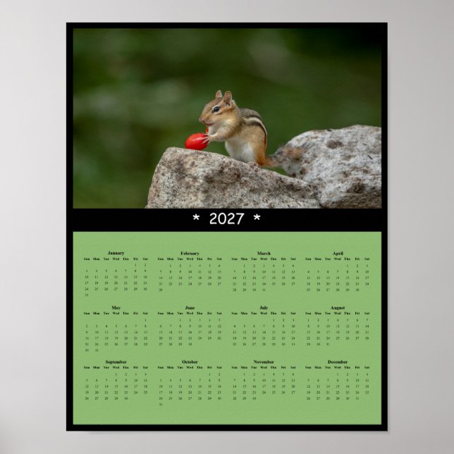 2027 Chipmunk Wall Calendar - Tiny Trailblazer Poster (Front)