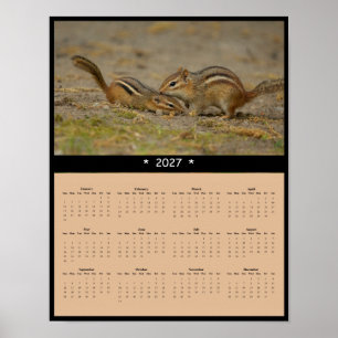 2027 Chipmunk Wall Calendar - Woodland Watcher Poster