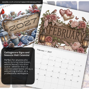 2027 Cottagecore Signs and Seasons Wall Calendar