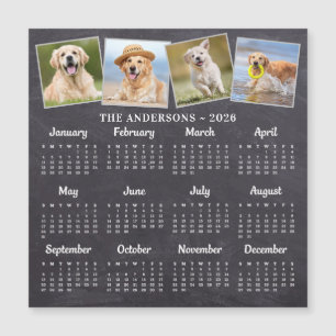 2027 Custom 4 Photo Rustic Chalkboard Calendar