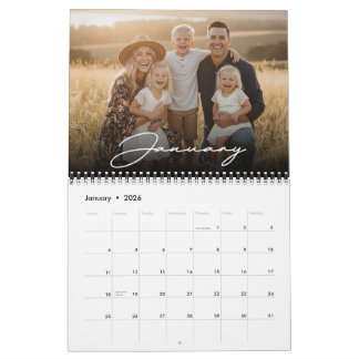 2027 Custom Family Photo Modern Elegant Script Calendar