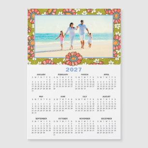 2027 Custom Photo Retro Floral Calendar