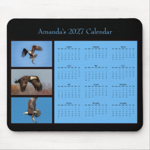 2027 Customisable Bald Eagle Desk Calendar Mouse Pad