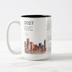 2027 Denver Skyline Business Logo Minimalist Brown Two-Tone Coffee Mug