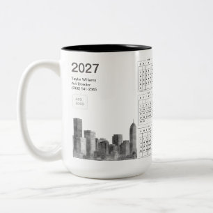 2027 Denver Skyline Business Logo Minimalist Two-Tone Coffee Mug