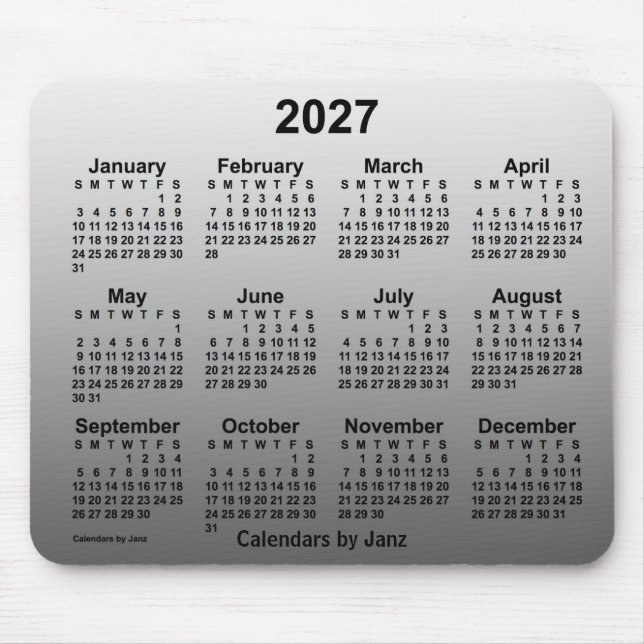 2027 Faded White Calendar by Janz Mouse Pad (Front)