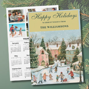 2027 Festive 6 Photo Personalised 2027 Calendar  Holiday Card