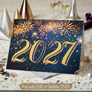 2027 Fireworks New Year Eve Party Merry Christmas Holiday Card
