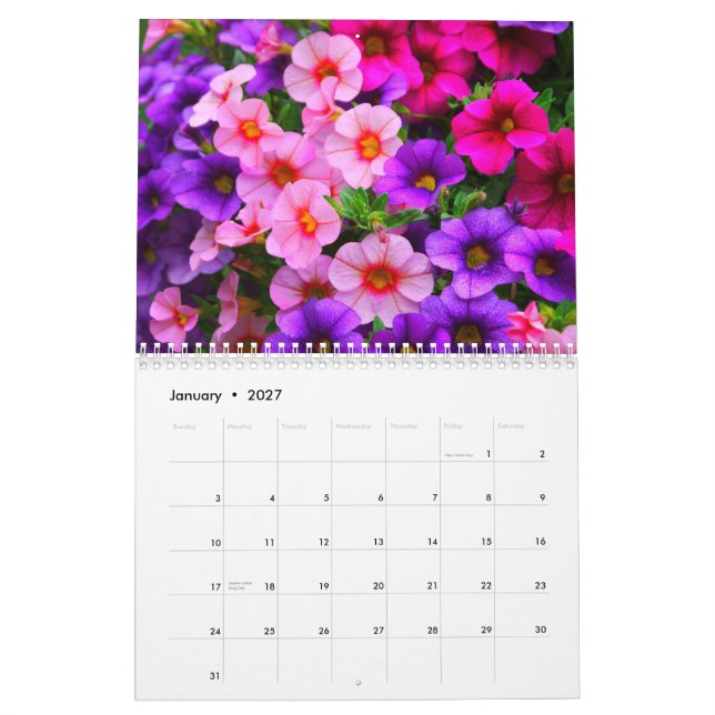 2027 Flowers Calendar (Jan 2027)