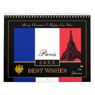 2027 French Flag & Eiffel Happy New Year, France Calendar