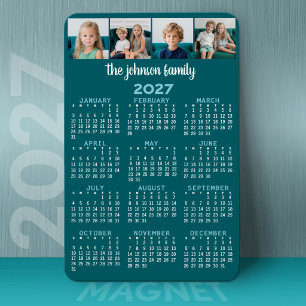 2027 Full View Calendar with 4 photos Magnet