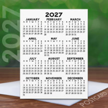 2027 Full Year View Calendar - Basic Minimal