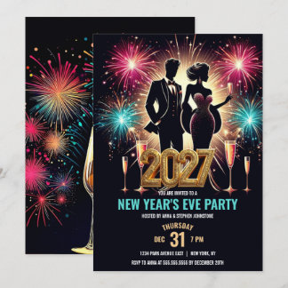 2027 Glamourous New Year's Eve Party Fireworks Invitation