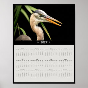 2027 Great Blue Heron Wall Calendar: Marsh Majesty Poster