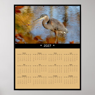2027 Great Blue Heron Wall Calendar Patient Fisher Poster