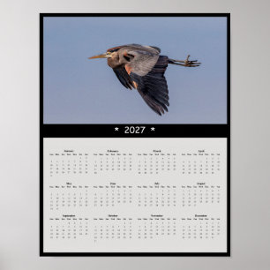 2027 Great Blue Heron Wall Calendar: Wetland Grace Poster