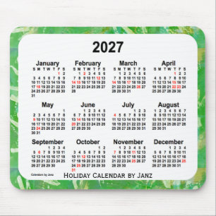 2027 Green Holiday Art Calendar by Janz Mouse Pad