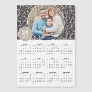 2027 Grey Beige Custom Photo Magnetic Calendar