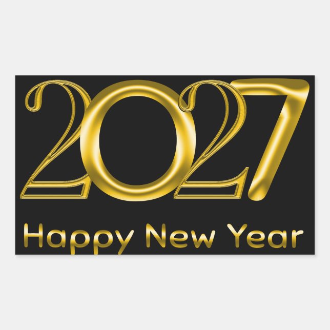 2027 Happy New Year Rectangular Sticker (Front)