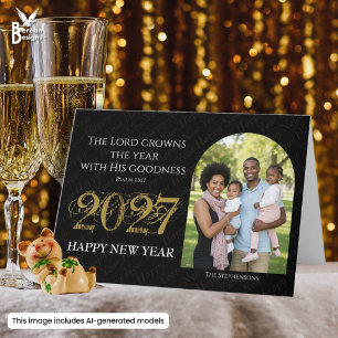 2027 LORD CROWNS YEAR Christian New Year Family Card