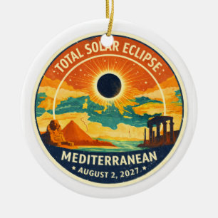 2027 Mediterranean Solar Eclipse Ceramic Ornament