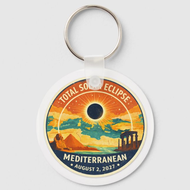 2027 Mediterranean Solar Eclipse Key Ring (Front)