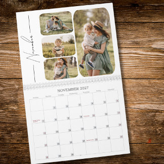 2027 Minimal Modern Custom Photo Collage  Calendar