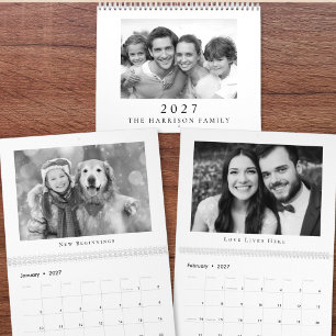 2027 Minimalist Black And White Photo Calendar