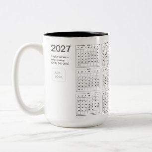 2027 Minimalist Business Logo Corporate Desk Decor Two-Tone Coffee Mug