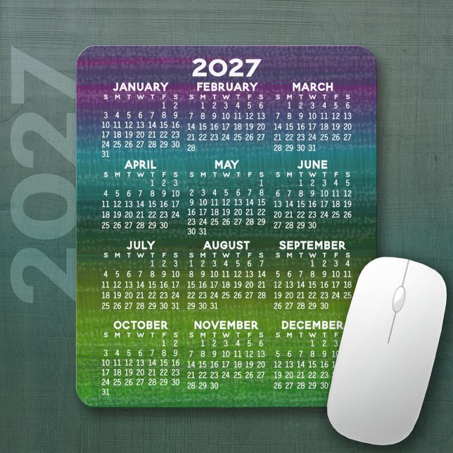2027 Modern Abstract Calendar Vertical Mouse Pad (2027 Calendar Mousepad)
