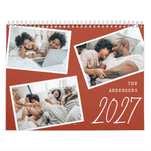 2027 Modern Minimalist Terracotta Photo Collage Calendar