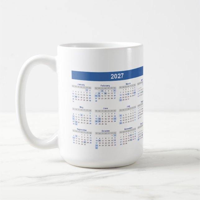 2027 Monthly Calendar Double Sided Coffee Mug (Left)