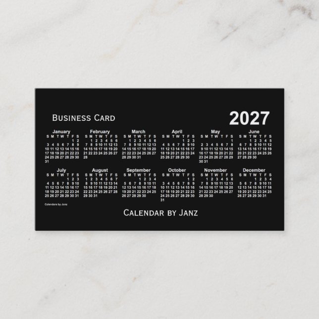 2027 Neon White Calendar by Janz Business Card (Front)