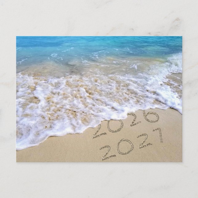 2027 New Year Tropical Beach Postcard (Front)