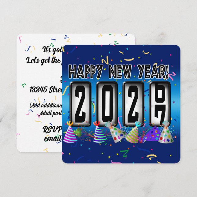 2027 Odometer New Years Party Invitation (Front/Back)