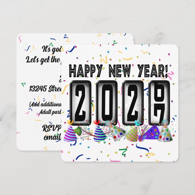 2027 Odometer New Years Party Invitation (Front/Back)