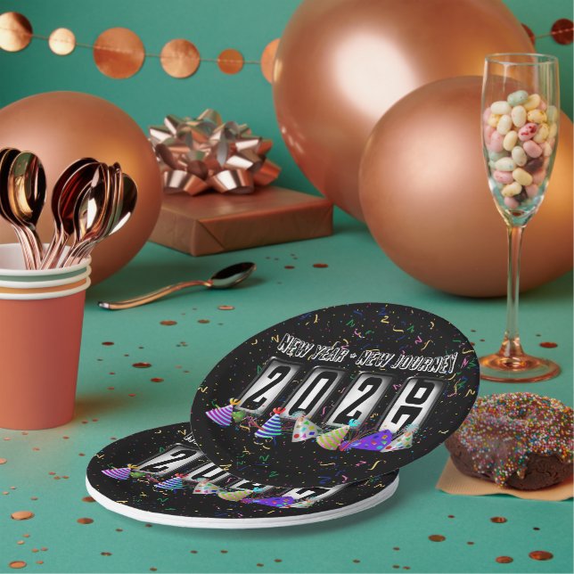 2027 Odometer New Years Party Paper Plate (Multi)