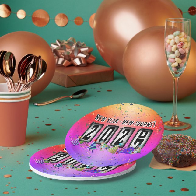 2027 Odometer New Years Party Paper Plate (Multi)