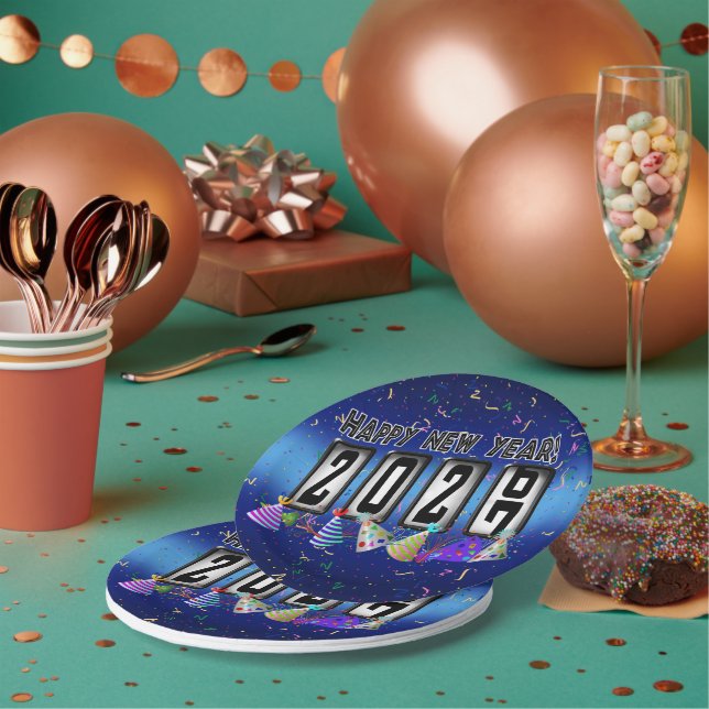 2027 Odometer New Years Party Paper Plate (Multi)
