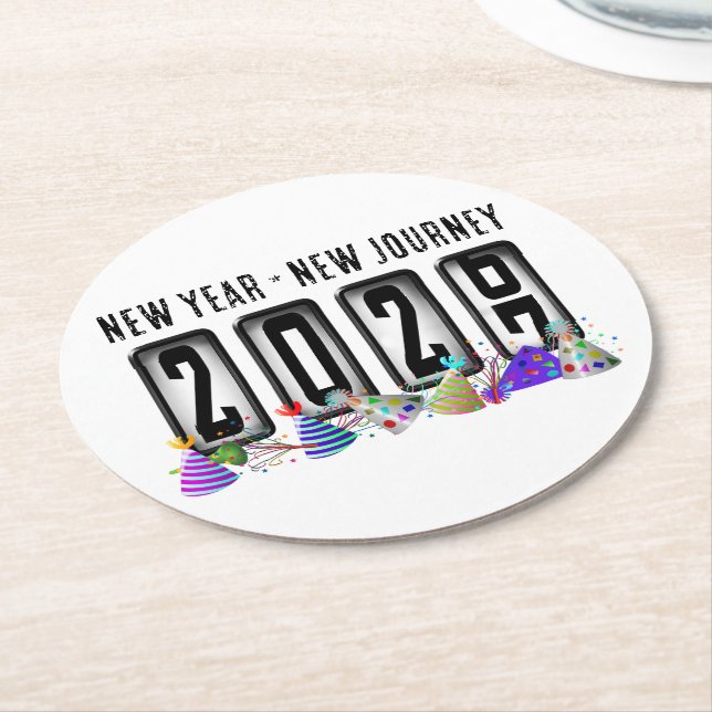 2027 Odometer New Years Party Round Paper Coaster (Angled)