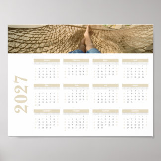 2027 Photo Beige Year-at-a- Glance Calendar Poster