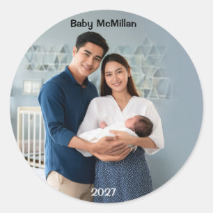 2027 Photo Pregnancy Expecting Personalised Classic Round Sticker