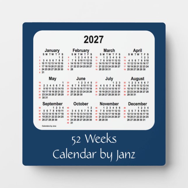 2027 Police Box Blue 52 Weeks Calendar by Janz Plaque (Front)